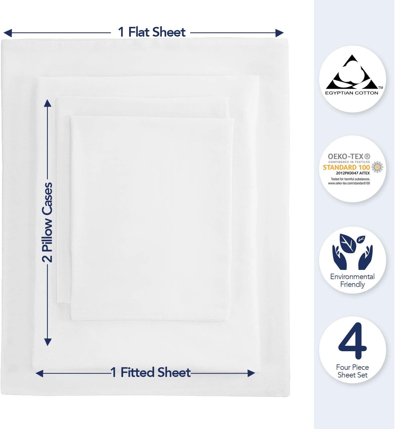 Luxury 100% Egyptian Cotton Twin XL Sheet Set – 3 Pieces, Extra Deep Pockets, Soft & Durable, Hotel Quality